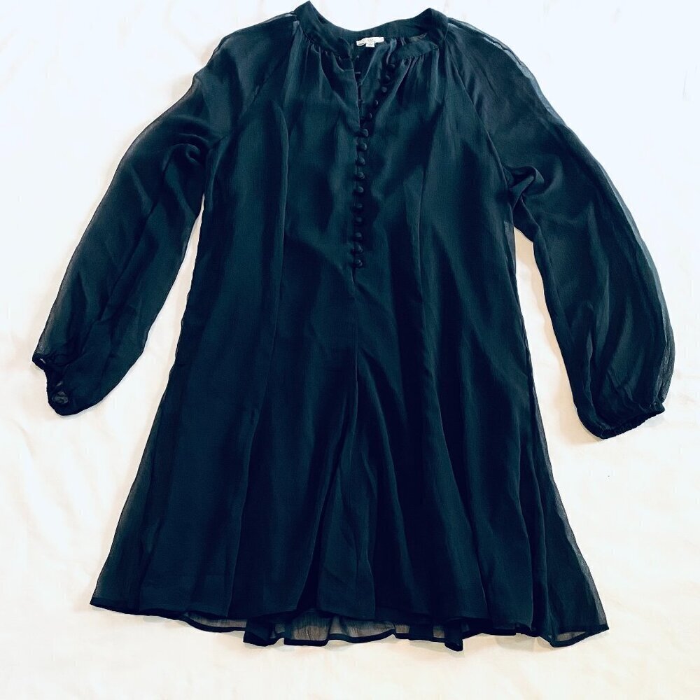 Joie black mini dress Women's Small flowy feminine sheer loose party LBD - Picture 3 of 11